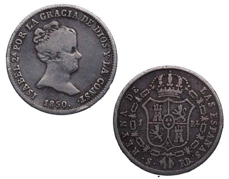 1850. Isabel II (1833-1868). Sevilla. 1 Real. RD. A&C 317. Ag. 1,22 g. MBC-. Est...
