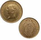 1850. Isabel II (1833-1868). Madrid. 100 reales. CL. A&C 757. Au. 8,30 g. Atractiva. Ligera limpieza. EBC. Est.350.