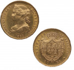 1868*68. Isabel II (1833-1868). Madrid. 10 escudos. A&C 815. Au. 8,43 g. Segunda estrella floja. SC-. Est.450.