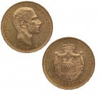 1881*81. Alfonso XII (1874-1885). Madrid. 25 pesetas. MSM. A&C 82. Au. 8,09 g. Bella. SC-. Est.450.