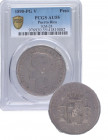 1895. Alfonso XIII (1886-1931). Puerto Rico. 1 Peso. PGV. A&C 128. Ag. Encapsulda por PCGS AU55. Bella. Brillo original. EBC+. Est.1000.