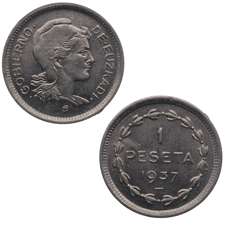 1937. II República (1931-1939). 1 Peseta Gobierno de Euzcadi. A&C . 3,95 g. SC. ...