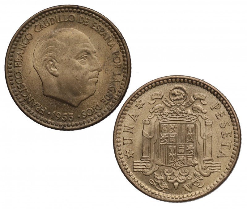 1953*63. Franco (1939-1975). 1 Peseta. A & C 62. SC. Est.18.