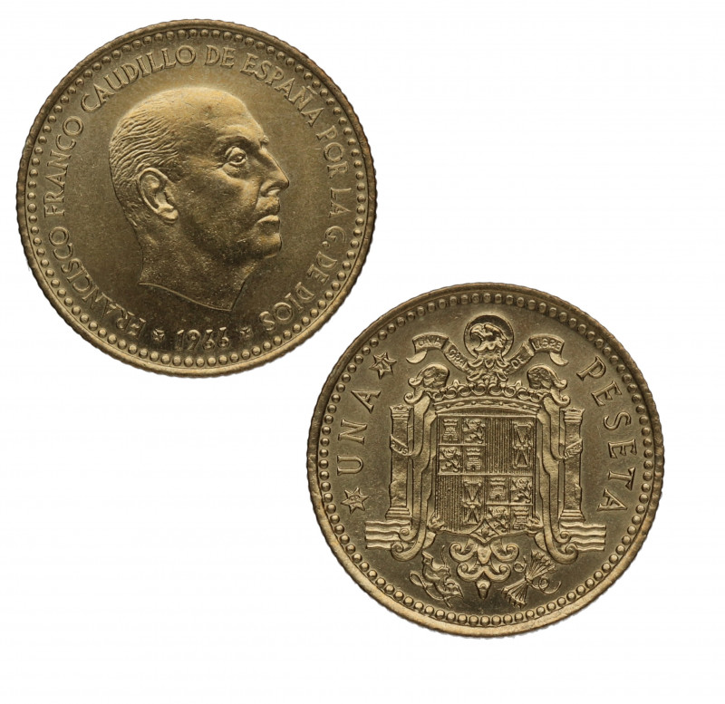 1966*68. Franco (1939-1975). 1 Peseta. A & C 69. Al-Ni. SC. Est.5.