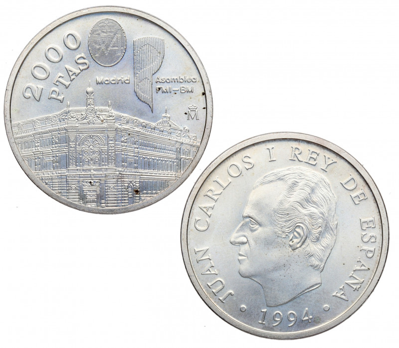 1994. Juan Carlos I (1975-2014). 2000 Pesetas. A&C 172. Ag. 18,00 g. SC. Est.20.