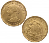 1926. Chile. 100 Pesos. Au. 20,40 g. SC-. Est.1200.