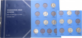 1936 a 1944. Estados Unidos. 3 Set oficiales Whitman con 10 monedas de quater dólar. MBC a SC. Est.130.