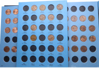 1940-2012. Estados Unidos. 3 Set oficiales Whitman con 46 monedas de 1 cent . SC la mayoria. Est.50.