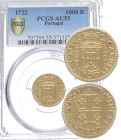 1722. Portugal. 1000 Reis. Au. Encapsulado por PCGS en AU 55. EBC / EBC+. Est.400.