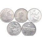 1936,48,63,68 y 86. Suiza. Lote de 5 monedas de 5 Francos. KM-41,40.a.1,48,51 y 65. Ag y Ni. SC. Est.200.