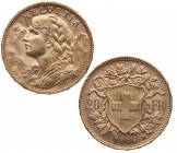 1906. Suiza. 20 Francos. Au. 6,46 g. SC. Est.500.
