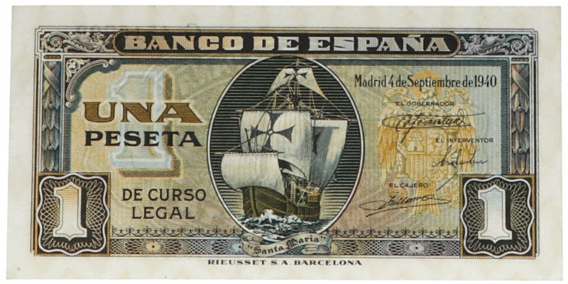 1940. Estado Español (1936-1975). 1 peseta. Ligerísimamente descuidado. SC-. Est...