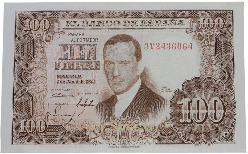 1953. Estado Español (1936-1975). Madrid. 100 Pesetas. Sin doblez pero algo desc...