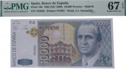 1996. Juan Carlos I (1975-2014). Madrid. 10000 Pesetas. Pick# 166. Encapsulado en PMG 67 EPQ. SC. Est.110.