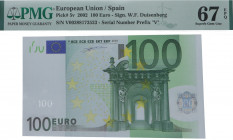 2002. España. 100 Euros. Encapsulado en PMG 67 EPQ. SC. Est.180.