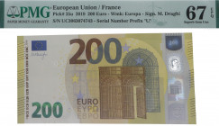 2019. Francia. 200 Euros. Pick# 25u. Encapsulado en PMG 67 EPQ. SC. Est.300.