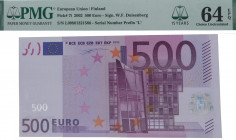 2002. Finlandia. 500 Euros. Pick# 71. Encapsulado en PMG 64 EPQ. SC. Est.1000.