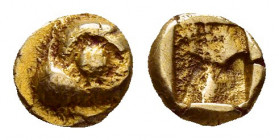 IONIA.Uncertain.(Circa 625-620 BC).EL Hekte.1/24 stater.

Obv : Head of seal left.

Rev : Irregular incuse punch.
Rosen 334.

Condition : Good very fi...