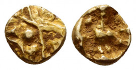 IONIA.Uncertain.(Circa 600-550 BC).EL 1/24 Stater.

Obv : Crude lion's head left.

Rev : Incuse punch.
SNG Kayhan 710 var.

Condition : Very fine.

We...