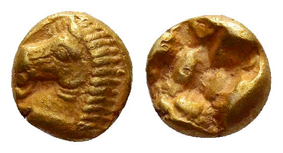 IONIA.Uncertain.(Circa 600-550 BC).EL 1/24 Stater.

Obv : Bridled head of Pegaso...