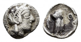 ATTICA. Athens.(Circa 500-485 BC).Obol. 

Obv : Helmeted head of Athena right.

Rev : AΘE.
Owl standing right, head facing; olive-spray to left, all w...