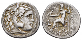 KINGS of THRACE.Lysimachos.(305-281 BC).Kolophon.Drachm.

Obv : Head of Herakles to right, wearing lion skin headdress.

Rev : AΛEΞANΔPOY.
Zeus enthro...