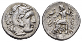 KINGS of MACEDON.Philip III.(323-317 BC).Lampsakos.Drachm.

Obv : Head of Herakles right, wearing lion skin.

Rev : AΛEΞANΔPOY.
Zeus Aëtophoros seated...