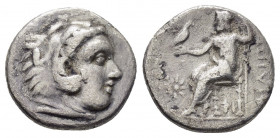 KINGS of MACEDON.Philip III.(323-317 BC).Uncertain in western Asia Minor.Drachm.

Obv : Head of Herakles right, wearing lion skin.

Rev : ΦΙΛΙΠΠΟY.
Ze...
