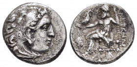KINGS of MACEDON.Alexander III.(336-323 BC).Kolophon.Drachm.

Obv : Head of Herakles right, wearing lion skin.

Rev : AΛΕΞΑΝΔΡΟΥ.
Zeus seated left on ...
