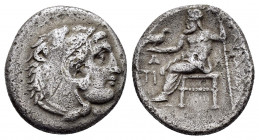 KINGS of MACEDON. Alexander III.(336-323 BC).Sardes.Drachm. 

Obv : Head of Herakles right, wearing lion skin.

Rev : AΛEΞANΔPOY.
Zeus seated left wit...