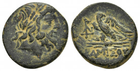 PONTUS.Amisos.Mithradates VI.(Circa 105-85 BC).Ae.

Obv : Laureate head of Zeus right.

Rev : ΑΜΙΣΟΥ.
Eagle with spread wing standing left on thunderb...