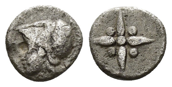 TROAS.Kolone.(4th century BC).Obol.

Obv : Helmeted head of Athena left.

Rev : ...