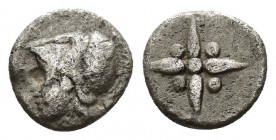 TROAS.Kolone.(4th century BC).Obol.

Obv : Helmeted head of Athena left.

Rev : Stellate pattern in linear square within incuse square.
SNG Arikantürk...