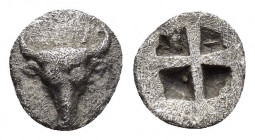TROAS.Lamponeia.(4th Century BC).Hemiobol.

Obv : Bull’s head facing.

Rev : Four part incuse square.
Klein 316; SNG Tübingen 2648. 

Condition : Good...