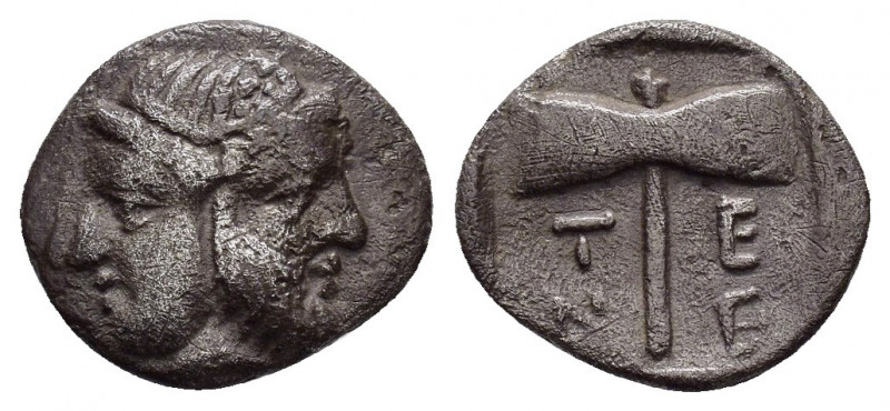 TROAS.Tenedos.(Circa 500-400 BC).Obol.

Obv : Janiform head, female on left, mal...