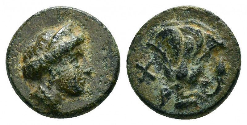 ISLANDS of CARIA.Rhodos.Rhodes.(Circa 350-300).Ae.

Obv : Head of Rhodos right, ...