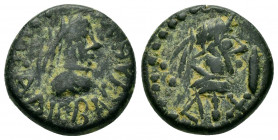 KINGS of BOSPOROS. Rhadamsadios.(309/10-322/3).Ae.

Obv : ΒΑCΙΛΕωC ΡΑΔΑΜCΑΔΙΟ.
Diademed and draped bust of Rhadamsadios right.

Rev : Laureate an...