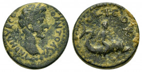 CORINTHIA.Corinth.Commodus.(177-192).Ae.

Obv : ΑV ΚΑΙ ΑV ΑΝΤΩΝΕΙΝοϹ.
Laureate-headed bust to right, wearing cuirass and paludamentum.

Rev : C L...