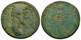 BITHYNIA.Nicaea.Marcus Aurelius.(161-180).Ae.

Obv : ΑV Κ Μ ΑVΡ ΑΝΤΩΝƐΙΝοϹ.
Laureate head to right.

Rev : ΝΙΚΑΙΕΩΝ.
Hygieia standing, right, feeding ...