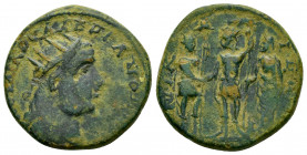 BITHYNIA.Nicaea.Valerian I.(253-260).Ae.

Obv : ΠOY ΛIK OYAΛEPIANOC CE.
Radiate, draped and cuirassed bust to right.

Rev : NIKAIEΩN.
Valerian I, radi...