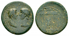 MYSIA.Pergamum.Nero with Agrippina II.(50-54).Ae.

Obv : ΑΓΡΙΠΠΙΝΑΝ ϹƐΒΑϹΤΗΝ ΝƐΡΩΝΑ ϹƐΒΑϹΤΟΝ.
Draped bust of Agrippina II facing bare head of Nero.

R...