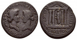 IONIA.Smyrna. Tiberius and Livia.(14-37).AE.

Obv : ϹƐΒΑϹΤΗ ϹΥΝΚΛΗΤΟϹ/Υ ΖΜΥΡΝΑΙWΝ ΙƐΡWΝΥΜΟϹ.
Draped busts of Senate and Livia, facing each other.

Rev...