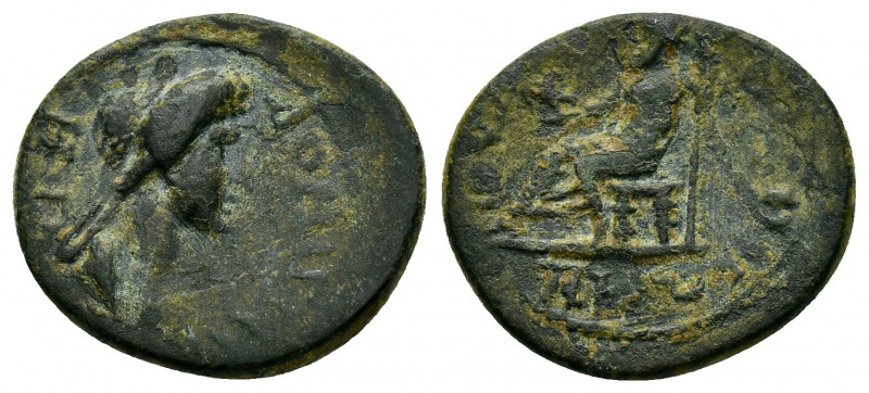 LYDIA.Iulia Gordus.Domitia (82-96).Ae.

Obv : ΔΟΜΙΤΙΑ ϹƐΒΑϹΤΗ.
Draped bust to ri...