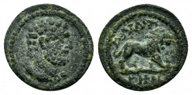 LYDIA.Magnesia ad Sipylum.Pseudo-autonomous issue.(3rd Century)Ae.

Obv : Bare head of Hercules right, wearing lion-skin around neck.

Rev : MAΓNH...