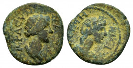 LYDIA.Nacrasa.Pseudo-autonomous issue.Time of Trajan to Hadrian.(98-138).Ae.

Obv : ΘEΟΝ CΥΝΚΛΗΤΟΝ.
Draped bust of the Senate to right.

Rev : ΝΑΚΡΑCΙ...