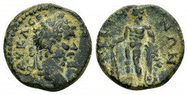 LYDIA.Saitta.Septimius Severus.(193-211).Ae.

Obv : AY K Λ CЄ CЄOYHPOC ΠЄ.
Laureate head to right.

Rev : CAITTHNΩN.
Herakles standing front, he...