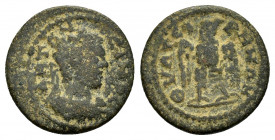 LYDIA.Thyateira.Caracalla.(198-217).Ae.

Obv : ANTΩNЄINOC.
Laureate, draped, and cuirrased bust right.

Rev : ΘYATЄIPЄNΩN.
Eagle standing facing, head...