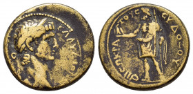 PHRYGIA.Aezani.Claudius.(41-54). Ae.

Obv : ΚΛΑΥΔΙΟΝ ΚΑΙϹΑΡΑ ΑΙΖΑΝΙΤΑΙ.
laureate head right.

Rev : ƐΠΙ ϹΩΚΡΑΤΟΥϹ ƐΥΔΟΞΟΥ.
Zeus standing, left, with e...