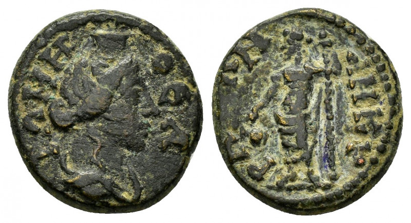 PHRYGIA.Ankyra.Pseudo-autonomous issue .(193-217).Ae.

Obv : ΘΕΑ ΡΩΜΗ.
Draped bu...