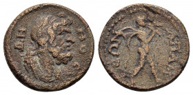 PHRYGIA.Apameia. Pseudo-autonomous issue.Time of the Severans.(193-235).Ae. 

Obv : ΔHMOC.
Bearded and draped bust of the Demos to right.

Rev : AΠAMЄ...